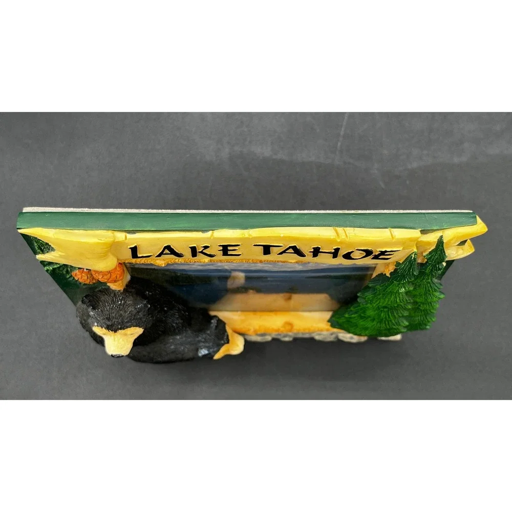 Lake Tahoe Black Bear Resin Picture Frame Rustic Cabin Decor 4.5x3.5